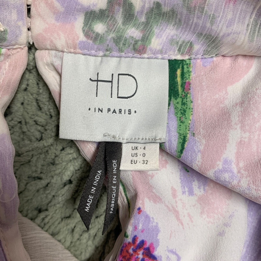 HD‎ IN PARIS Anthropologie Women's Sz 0 Dipped Chroma Swing Dress Purple Yellow - Picture 10 of 10
